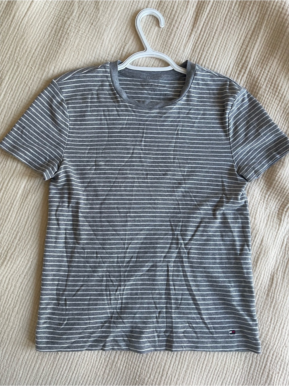 Tommy Hilfiger Gray & White Striped Crew Tee